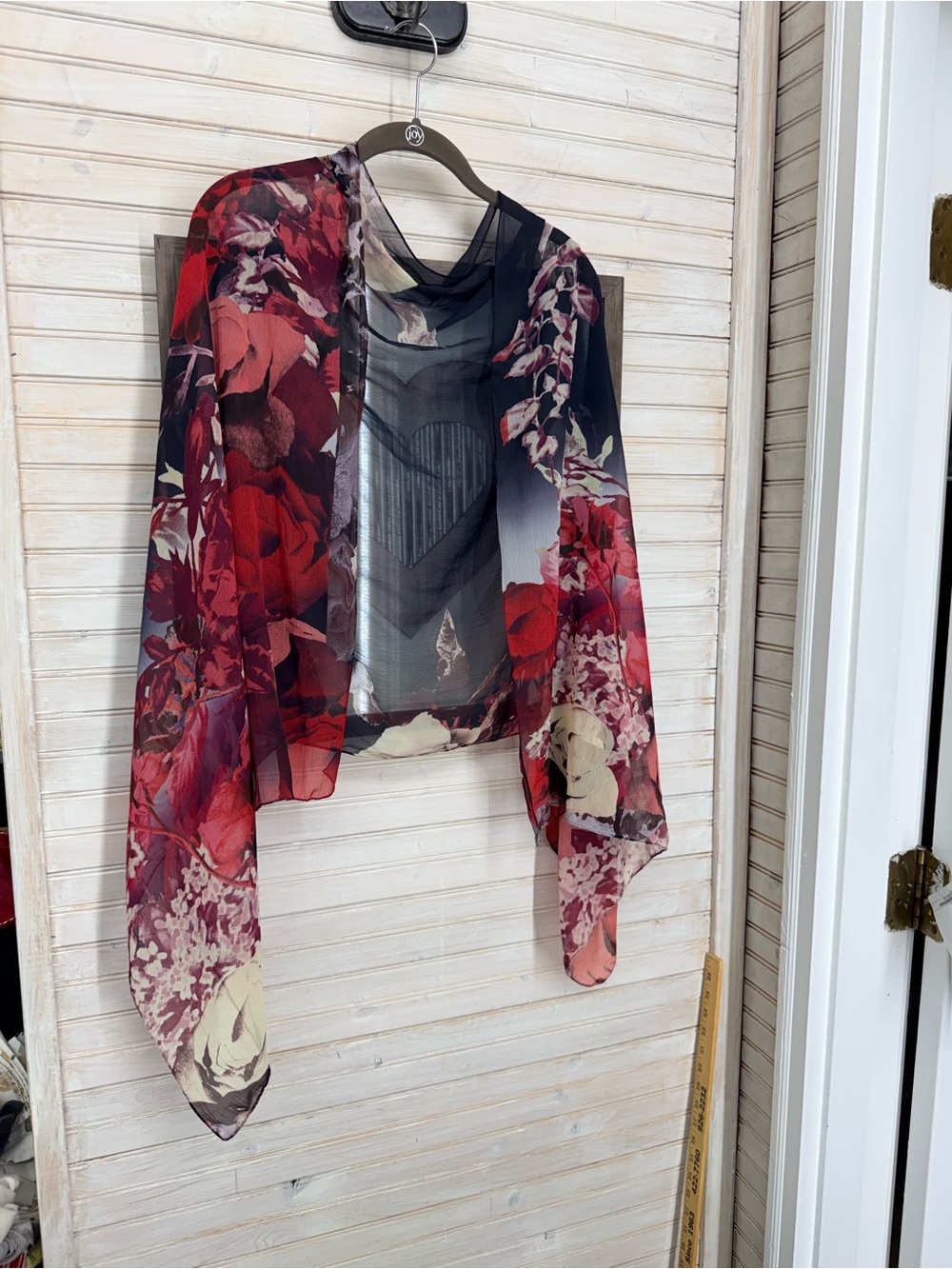 Nine West Floral Sheer Wrap in Red, Black, Cream, Rose 66”x27”